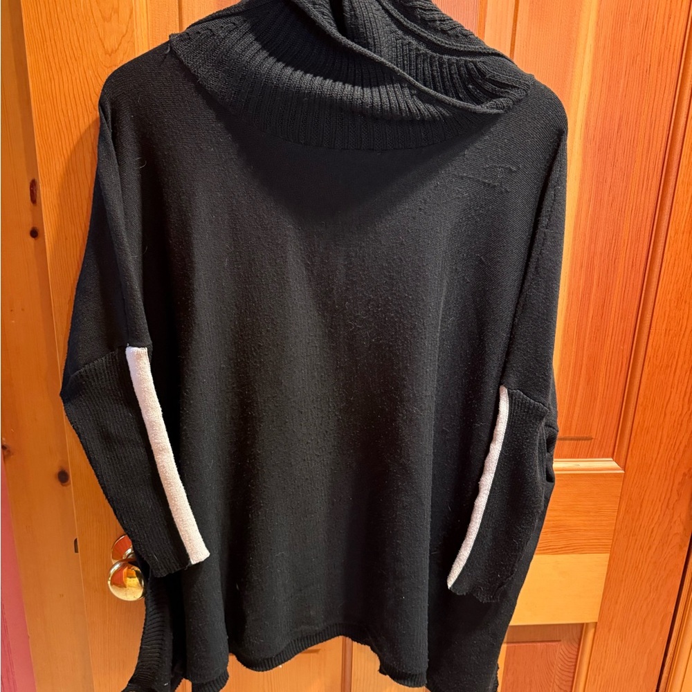 Mersea Elegant Black and White Cowl Neck Sweater